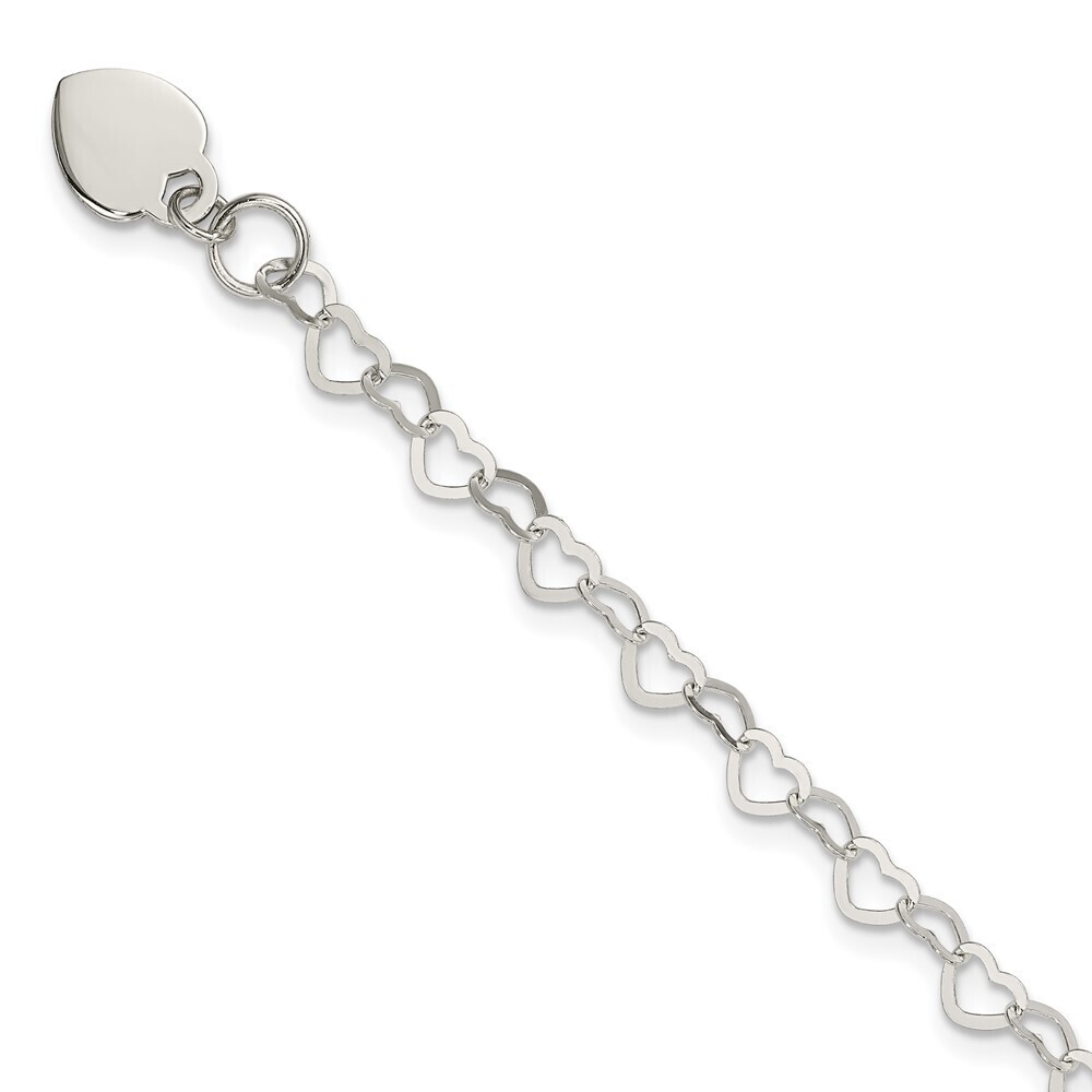 Kazi Luxury Sterling Silver Heart Link Bracelet